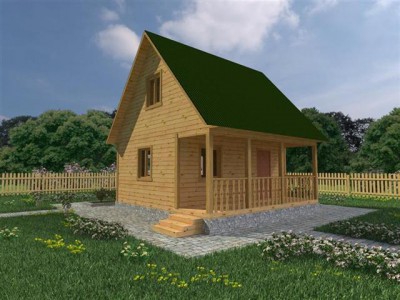 Каркасный дачный дом 4,5х6 с террасой 1,5х6 (КС9)